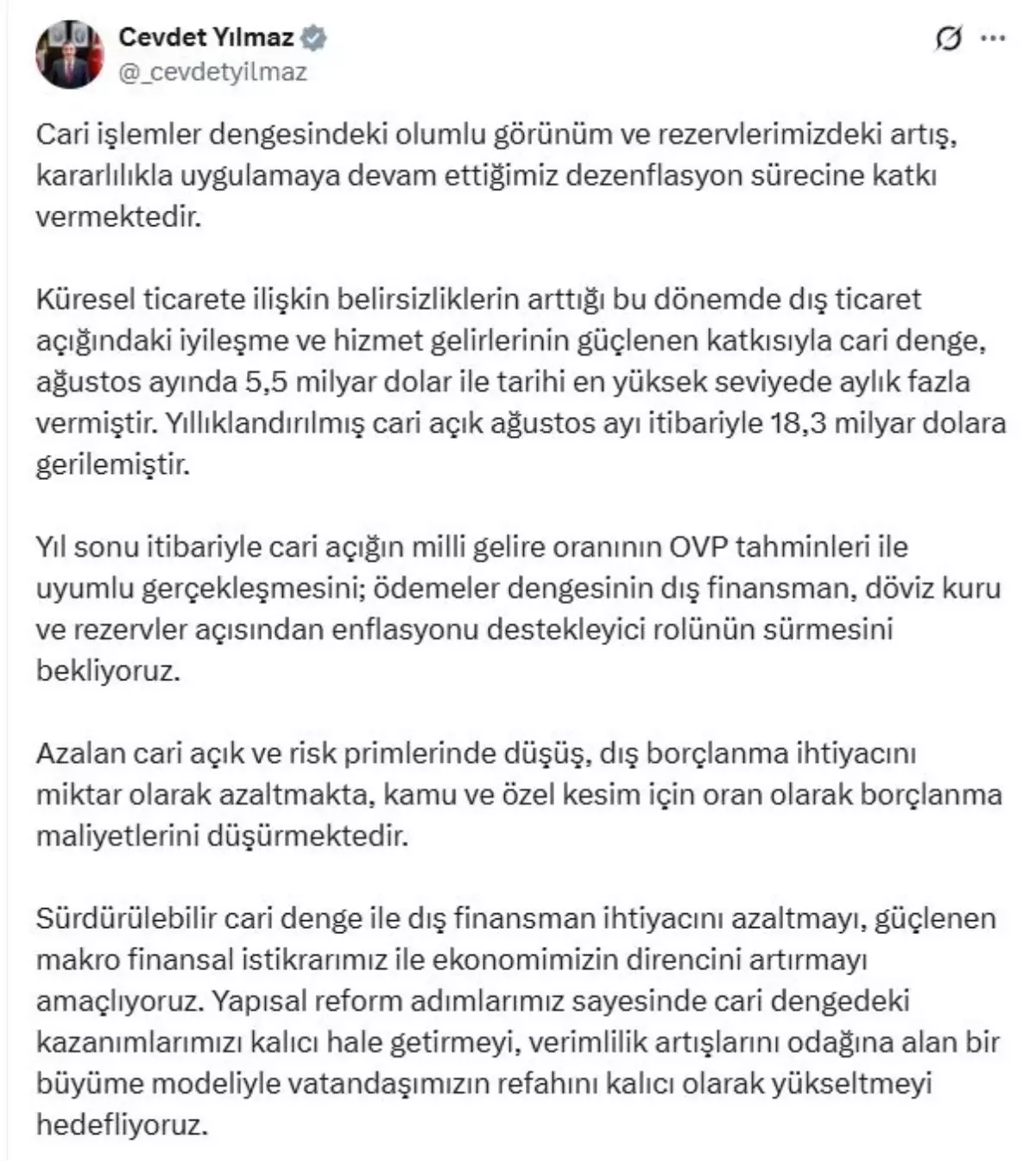 cevdet yilmaz cari islemler dengesindeki olumlu gelismeler surecek SZ4yQNgz.jpg